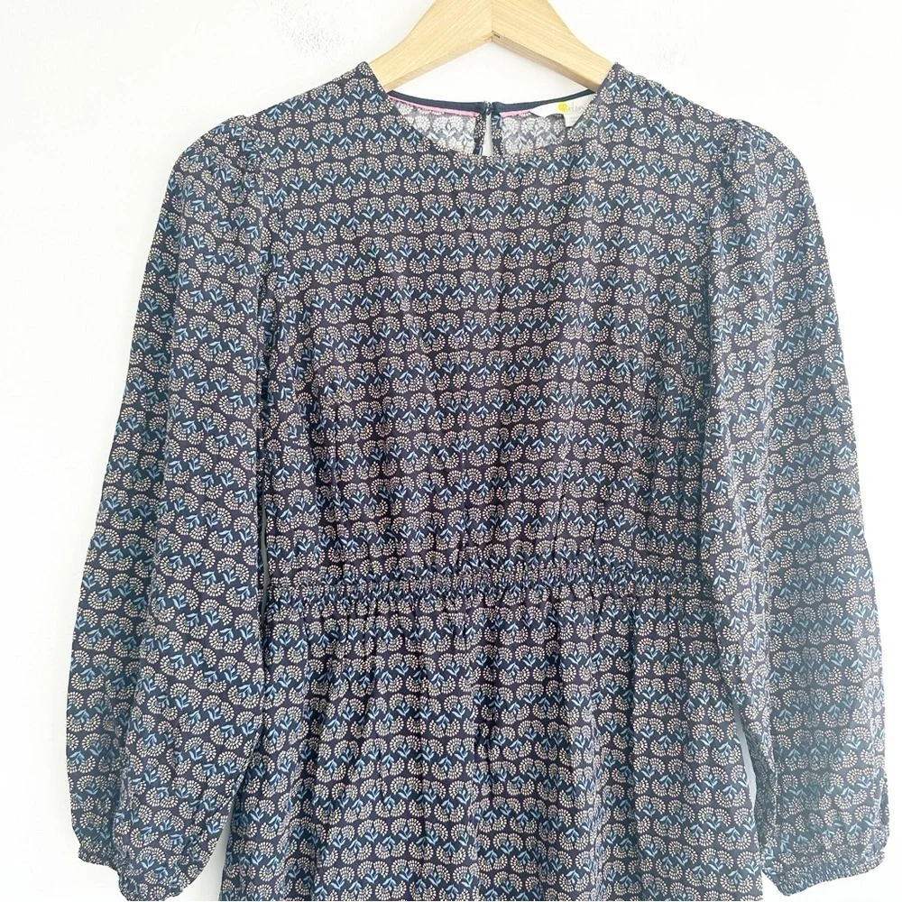 Boden Crew Neck Dress Navy, Dandelion Pop Size 6 petite